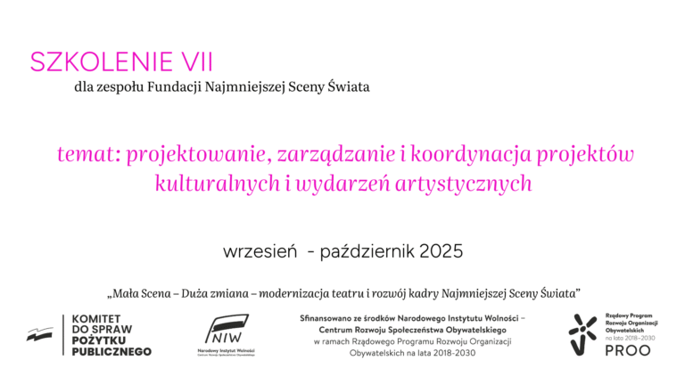 Szkolenie VII w ramach Projektu „Mała scena – duża zmiana” PROO!