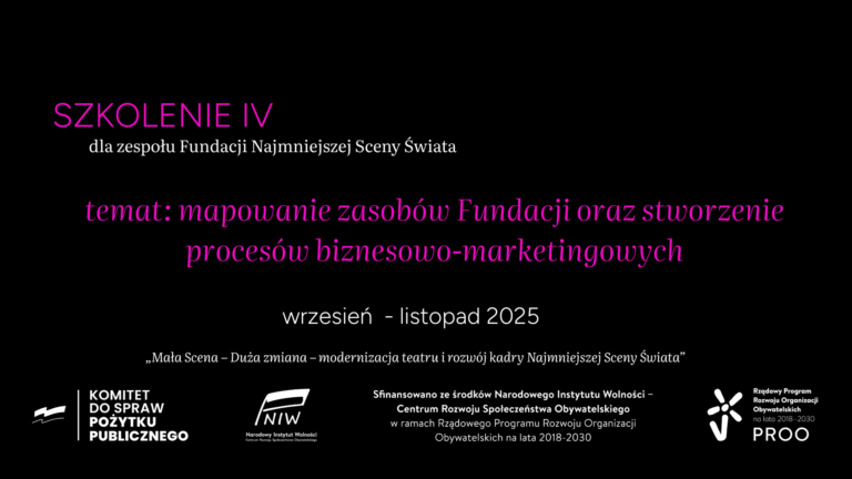 Szkolenie IV w ramach Projektu „Mała scena – duża zmiana” PROO!
