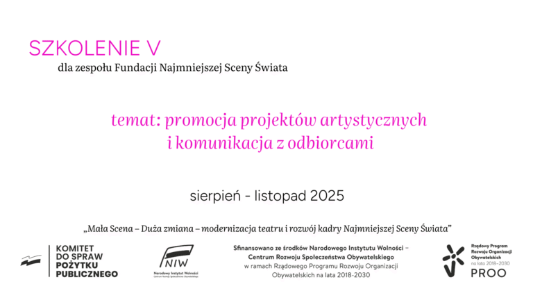 Szkolenie V w ramach Projektu „Mała scena – duża zmiana” PROO!