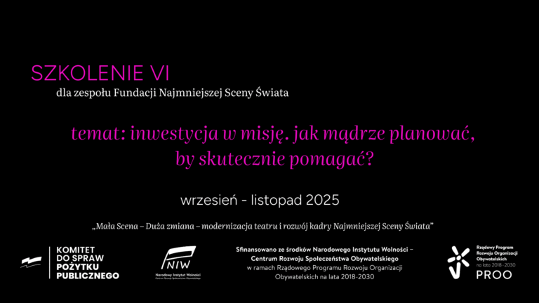 Szkolenie VI w ramach Projektu „Mała scena – duża zmiana” PROO!